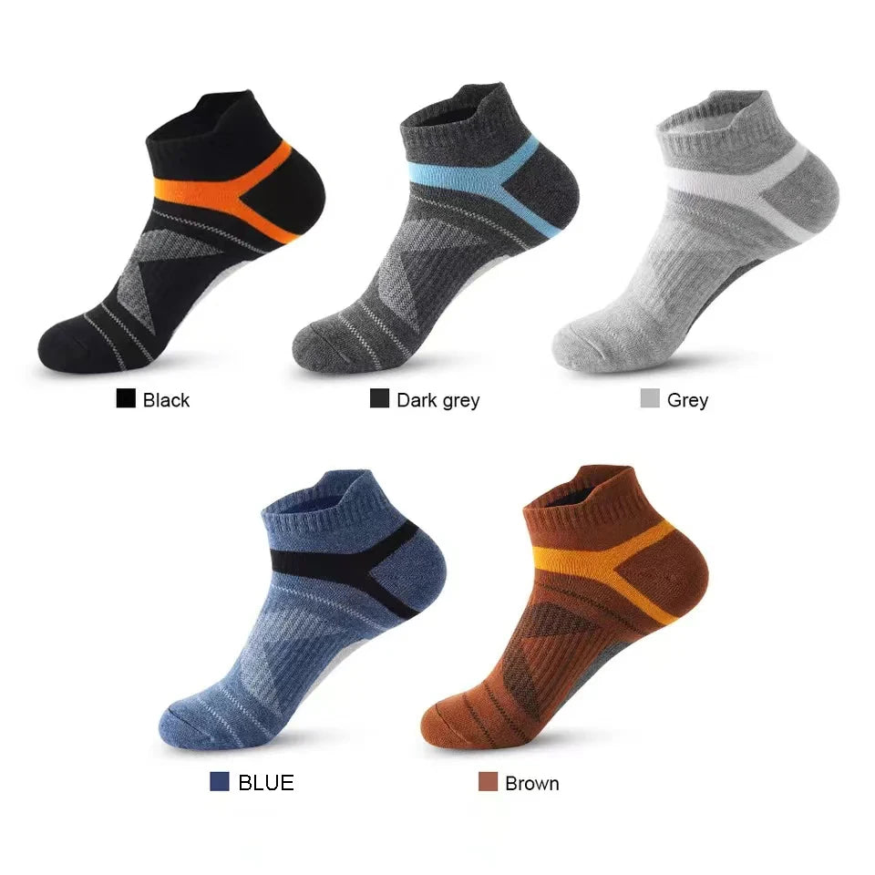5 Pairs High Quality Socks Men Summer Outdoor Casual Cotton Socks Short Breathable Black Ankle Socks Run Sports Socks Size 38-45 Quick Pick Grocers