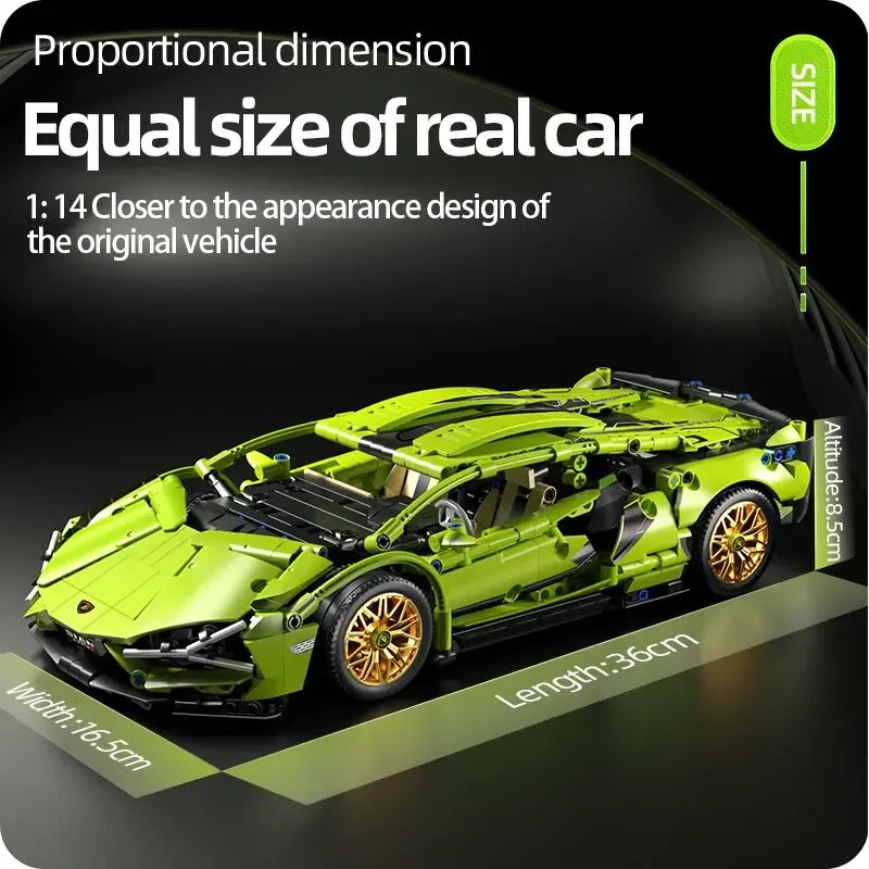 Technical Racing Sport Car 1280PCS Model Building Blocks City Mechanical Speed Vehicle Supercar Brick Puzzle Toys Kid Adult Gift Purest Peak Salt