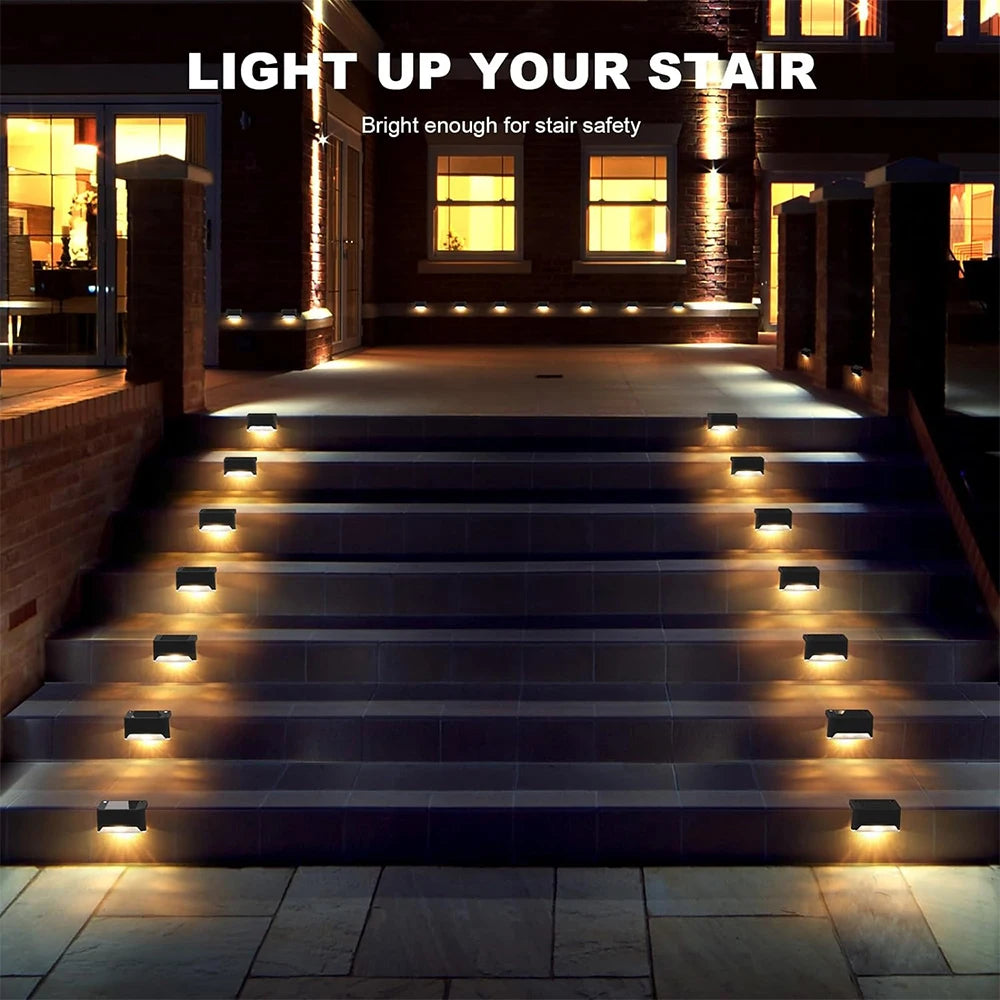 Warm White LED Solar Step Lamp Path Stair Outdoor Garden Lights Waterproof Balcony Light Decoration for Patio Stair Fence Light Econic Blanks