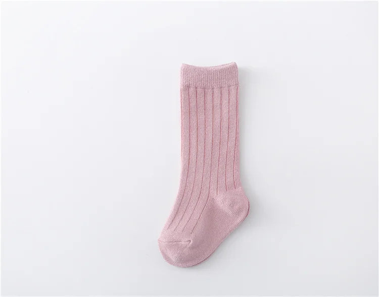Lawadka 0-5Years Kids Boys Girls Socks Cotton Solid Striped Soft Baby Knee Long Children's Socks School Sport Baby Sock 12 Color Quick Pick Grocers