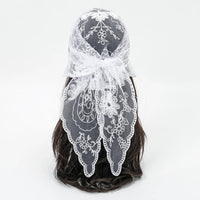 Elegant Lace Scarf Hollow Out Embroidery Foulard Bandana Solid Color Triangular Scarf Thin Vintage HandkerChiefs for Hair Woman Quick Pick Grocers