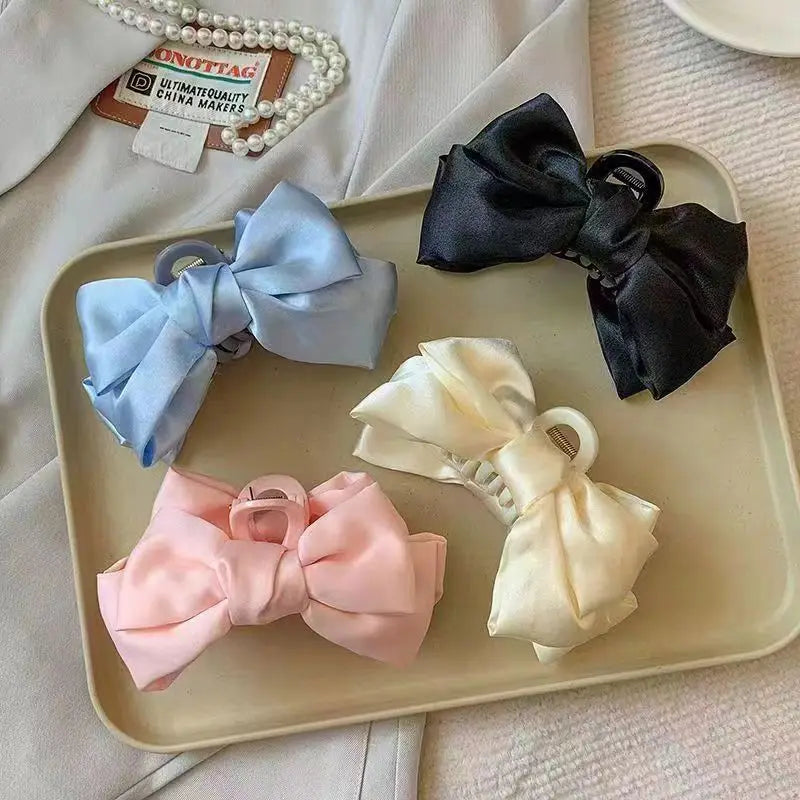 Fashion Women Bow Hairpin Korean Version Of Solid Color Butterfly Satin Hair Clips Girls Hair Accessories Headwear Quick Pick Grocers
