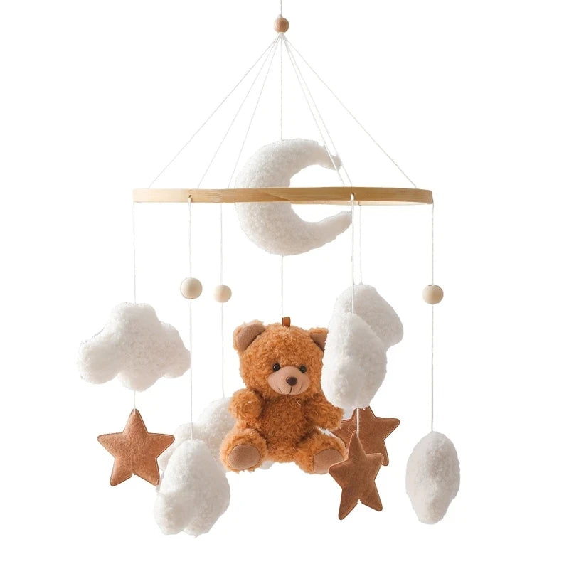 Baby Crib Mobile Rattle Toy For 0-12 Months Cartoon Felt Forest Animal Bed Bell Hanging Wooden Bracket Mobile Newbaby Rattle Toy Purest Peak