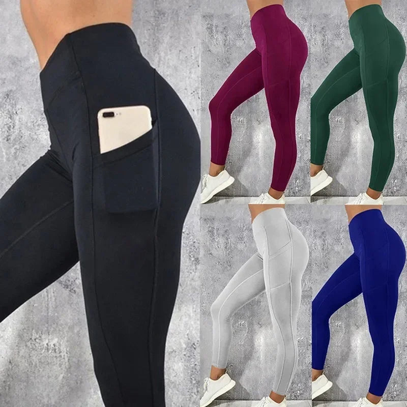 Yoga Fitness Women Leggings High Waist Tights with Pocket Gym Workout Running Stretchy Sexy Butt Liftting Casual Skinny Pants Quick Pick Grocers