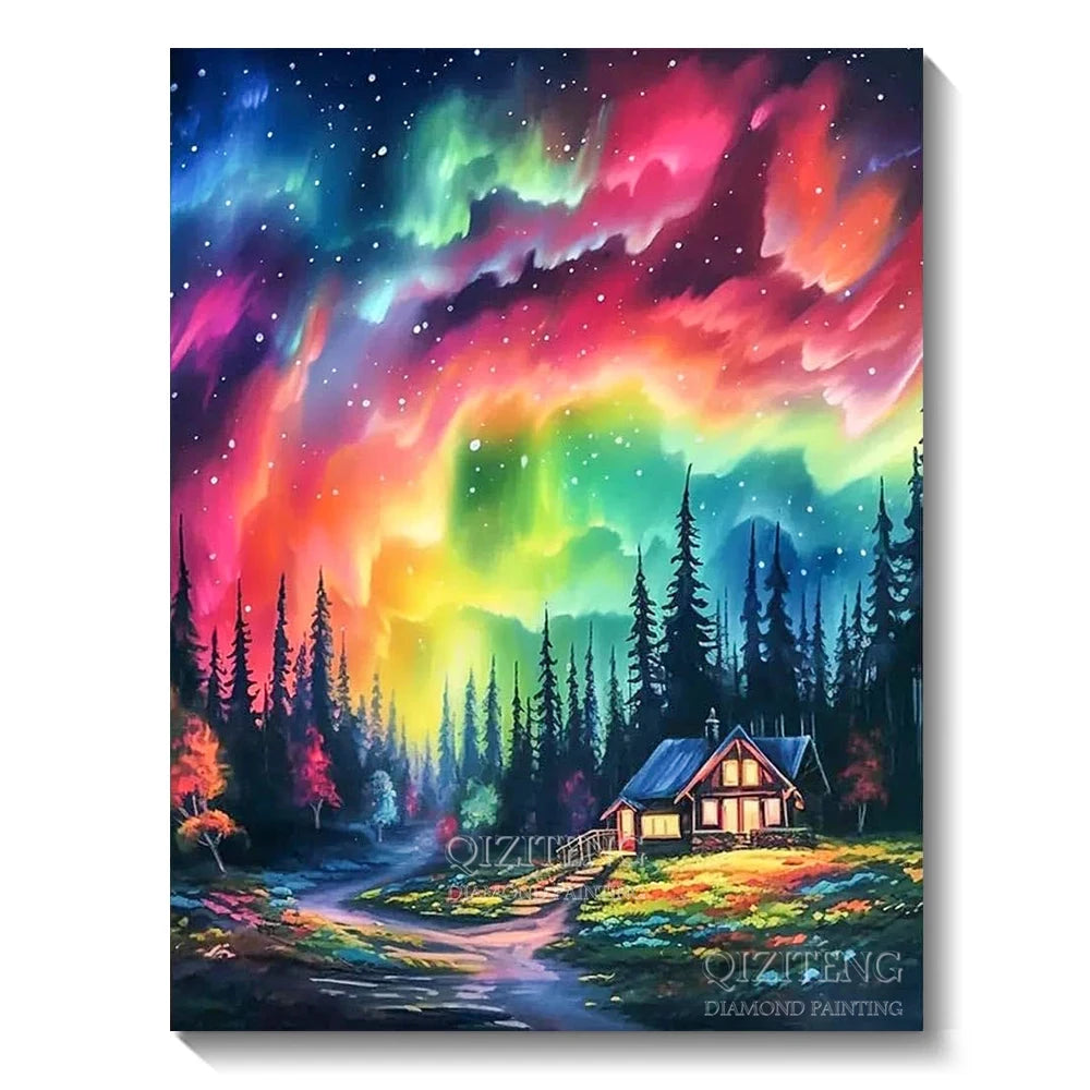 5D Diamond Art Painting Aurora Landscape Mosaic Embroidery Cross Stitch Kit Full Round Rhinestone Diy Wall Home Decor Gift Econic Blanks