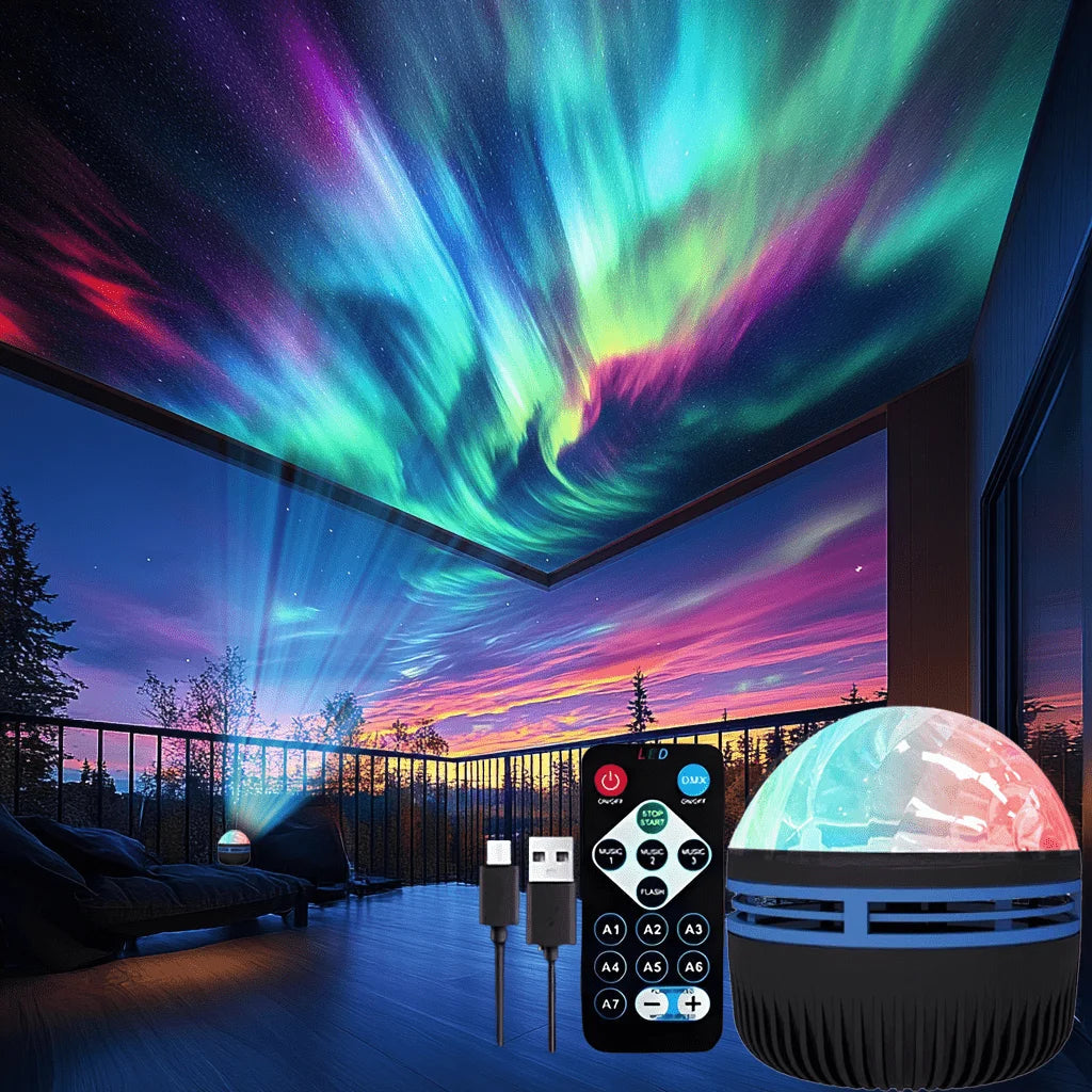 LED Night Light 7 Colors Starry Sky Projector Light Northern Aurora Ambient Light with Remote USB Auto Rotate for Bedroom Decor Quick Pick Grocers