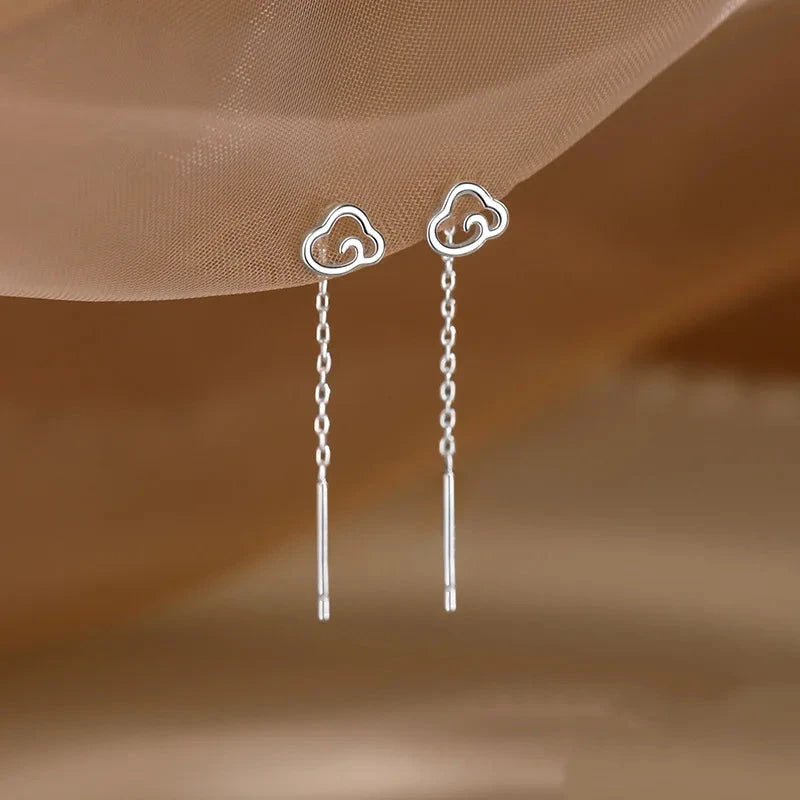 Long Tassel Heart Drop Earrings Gold Silver Color 2022 Korean Hanging Women Earrings Fashion Party Jewelry Girls Party Gift Econic Blanks