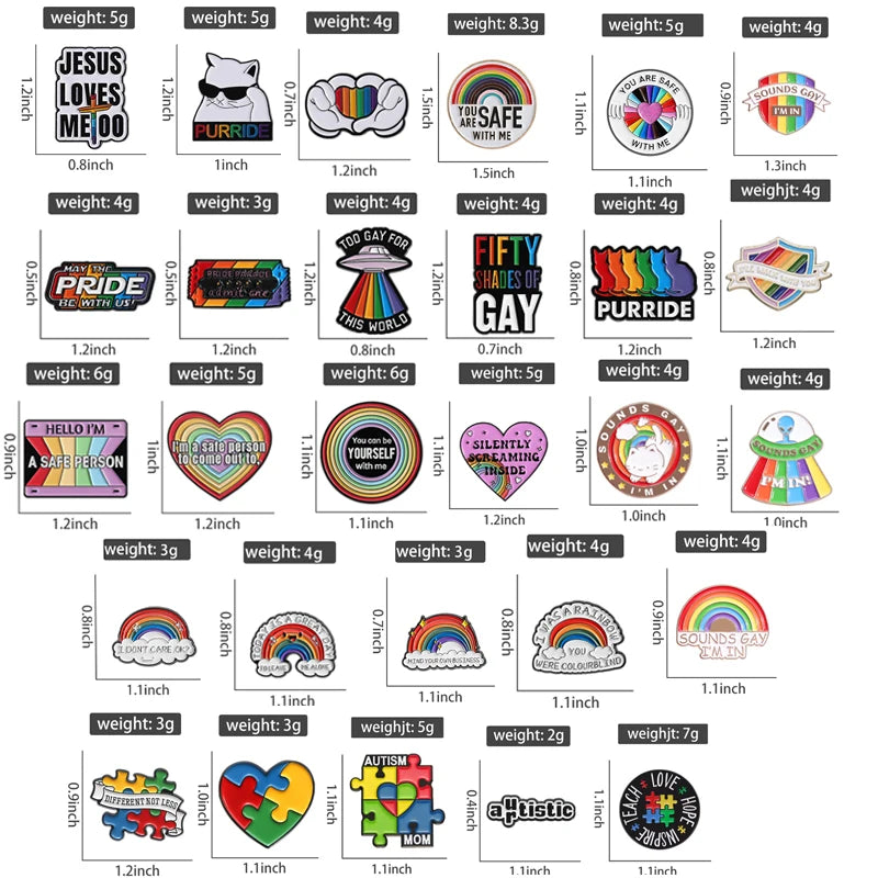 LGBTQ Pride Collect You Are Safe With Me Enamel Pins Rainbow Spaceship UFO Shield Cat Brooches Lapel Badges Jewelry Lover Gifts Quick Pick Grocers