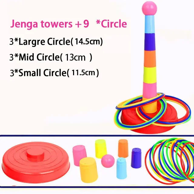 Children Throw Circle Game Ferrule Stacked Toys Fun Indoor Outdoor Parent-Child Interactive Circle Layers Early Education Gift Quick Pick Grocers