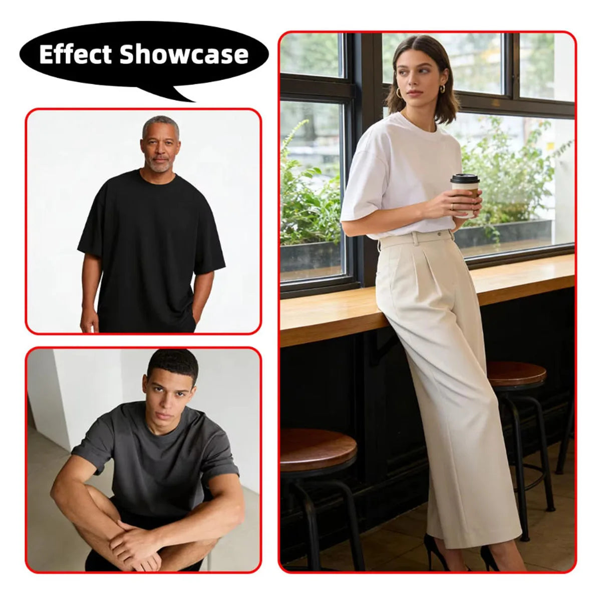 100% Pure Cotton T-Shirt With Round Neck Shoulder Design For Both Men Women Summer Solid Color Short Sleeved Casual Loose Fit Quick Pick Grocers