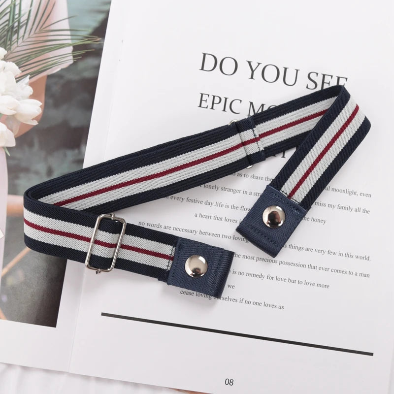 Elastic Belt Without Buckle Canvas Women Buckle Free Belt Ladies Jeans Pants Waist Lazy Belt Stretch No Buckle Invisible Belt Quick Pick Grocers