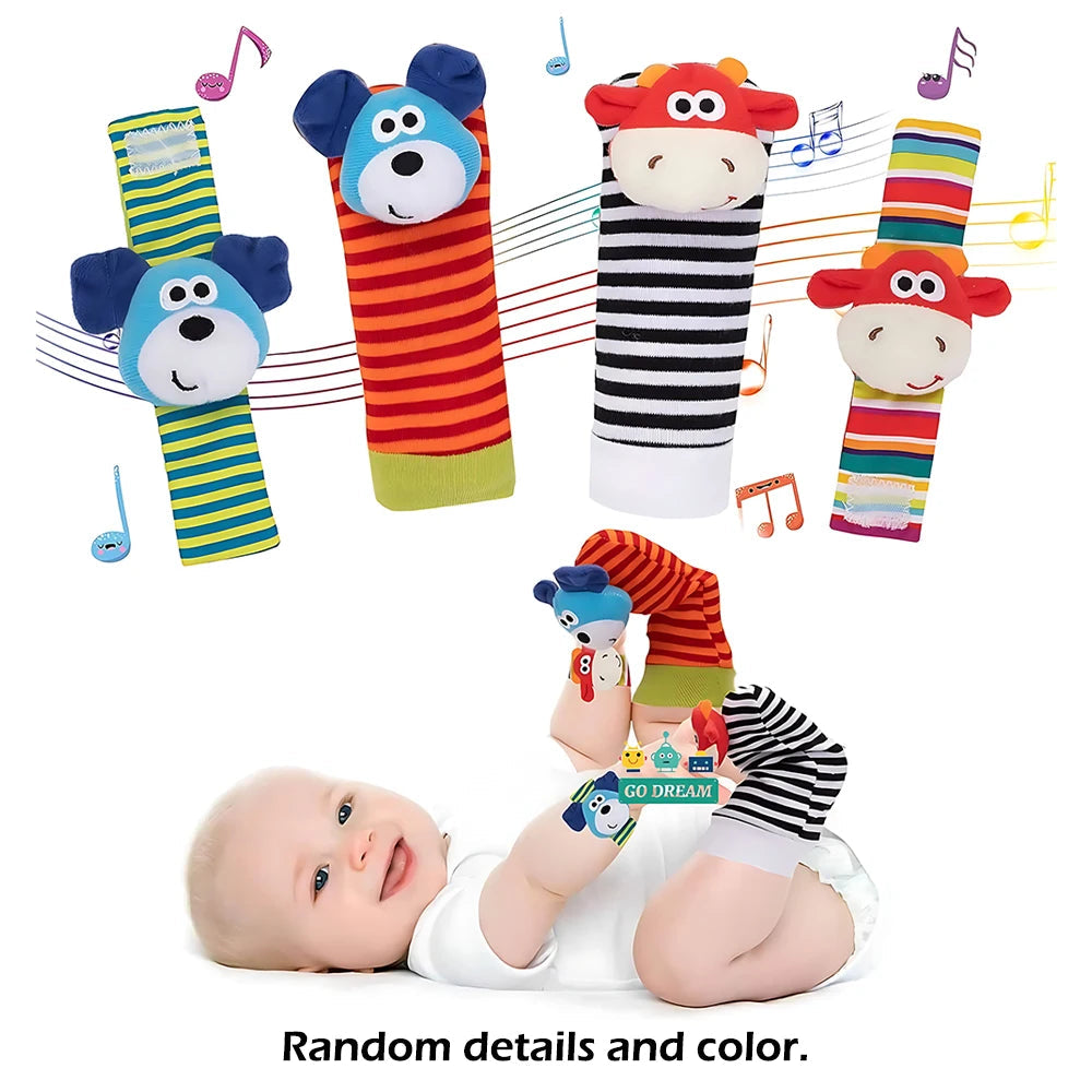 4pcs/Set Baby Infant Wrist Rattle Socks Toys 0-12 Month Girl Boy Early Educational Development Cute Toddlers Sensory Gifts Purest Peak