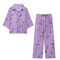 Women's Set 2024 New Fashion Spring Jacquard Loose Ladies Shirt Summer Women Pants Casual Chic Print Set for Women Quick Pick Grocers