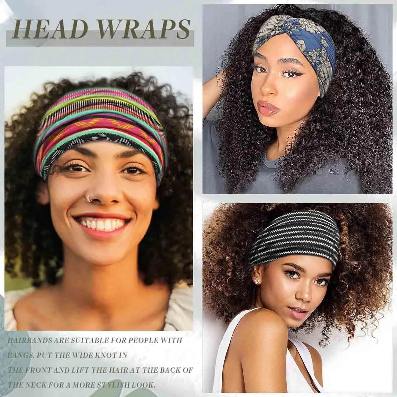 European American Women'S Bohemian Style Elastic Headscarf Fashionable Breathable Cotton Wide Brimmed Hair Accessories Quick Pick Grocers