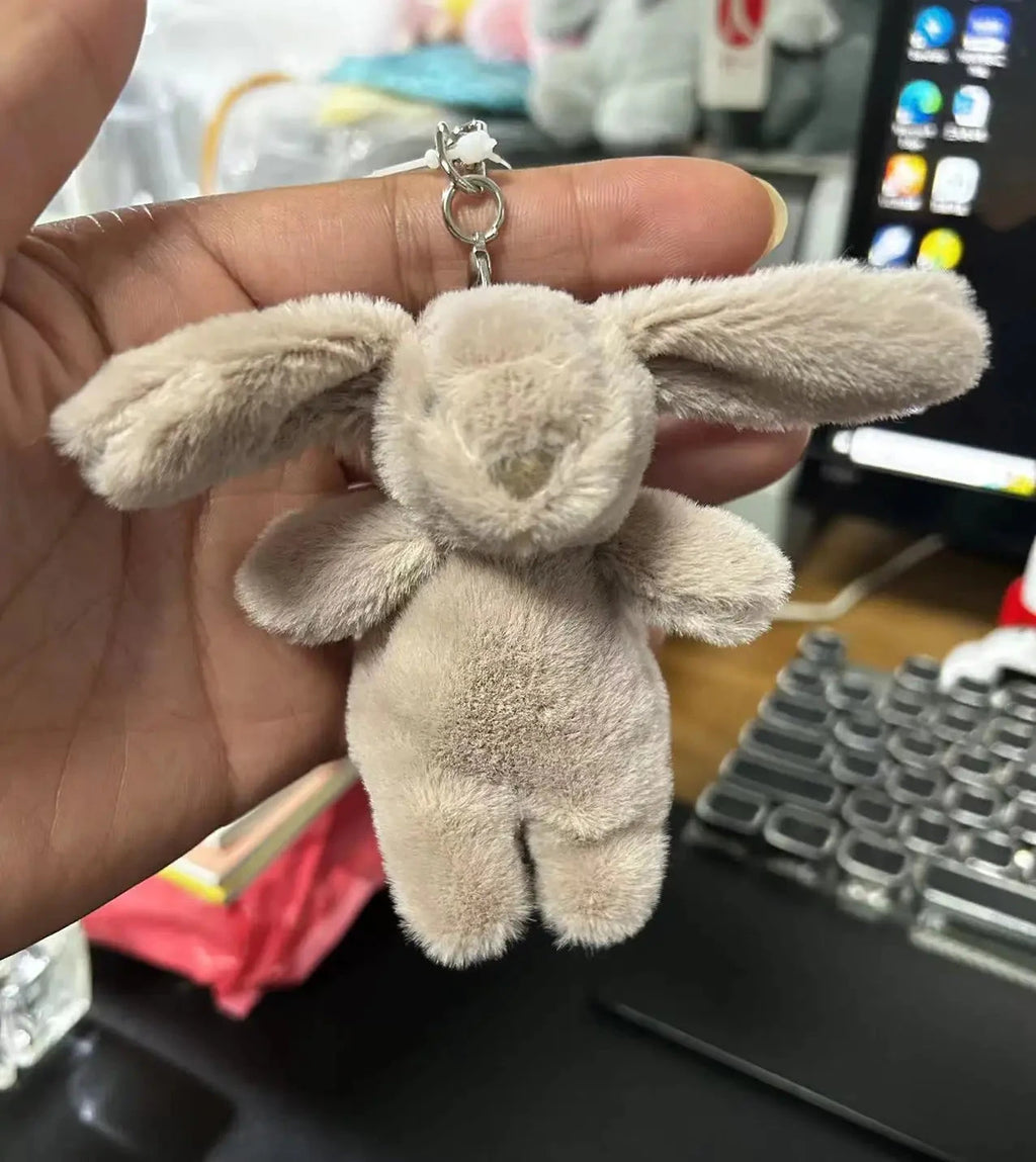 Stuffed Animals Cute Cartoon Rabbit Keychain Love Pompom Trinket Toy Girl Bag Car Keychain Mobile Phone Pendant Jewelry Gift Econic Blanks