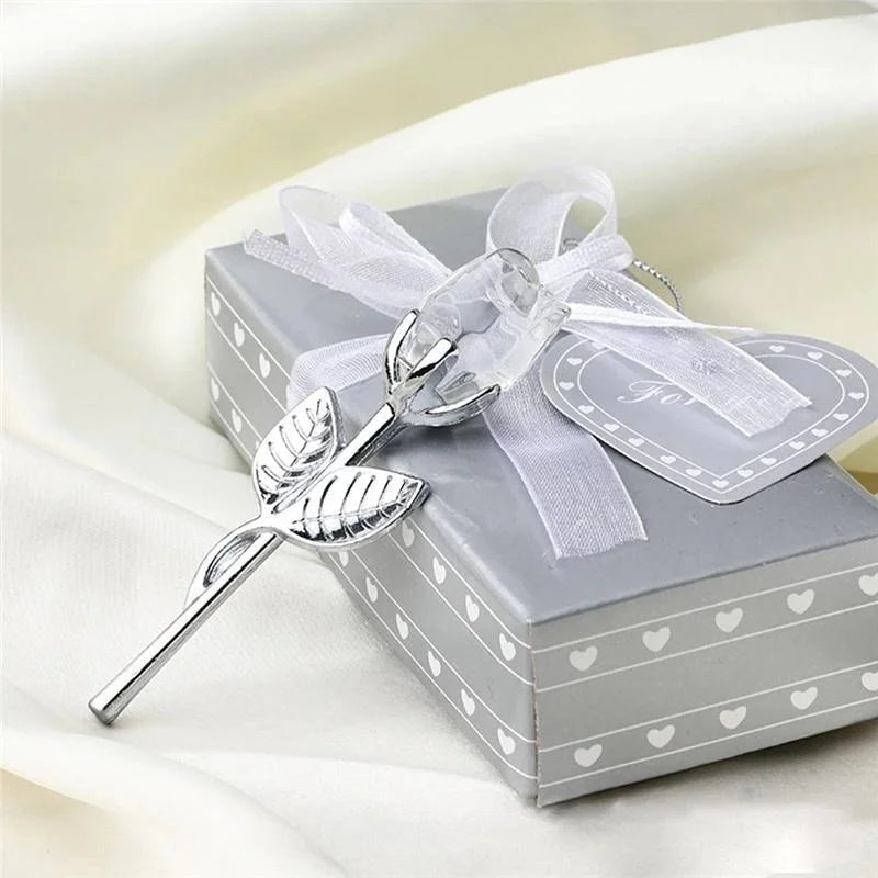 6 Colors Crystal Glass Rose Flower Figurines Craft Valentine's Day Favors X'mas Lovers' Gift Souvenir Home Wedding Decoration Econic Blanks