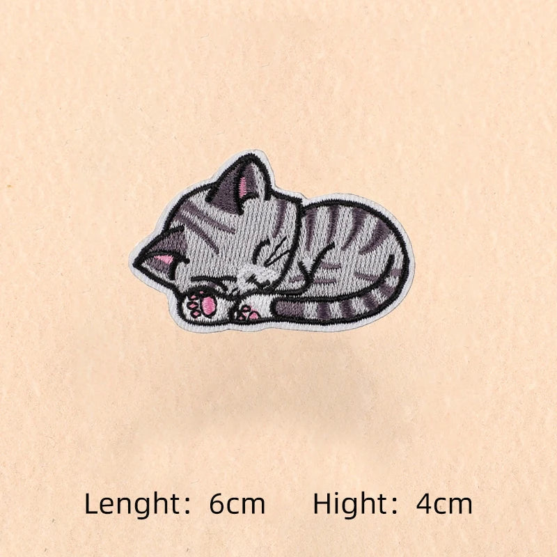 Cute Cartoon Cat patch Embroidery Patches on clothes Children's clothing Animal Interesting Embroidery Accessories Iron patch Quick Pick Grocers