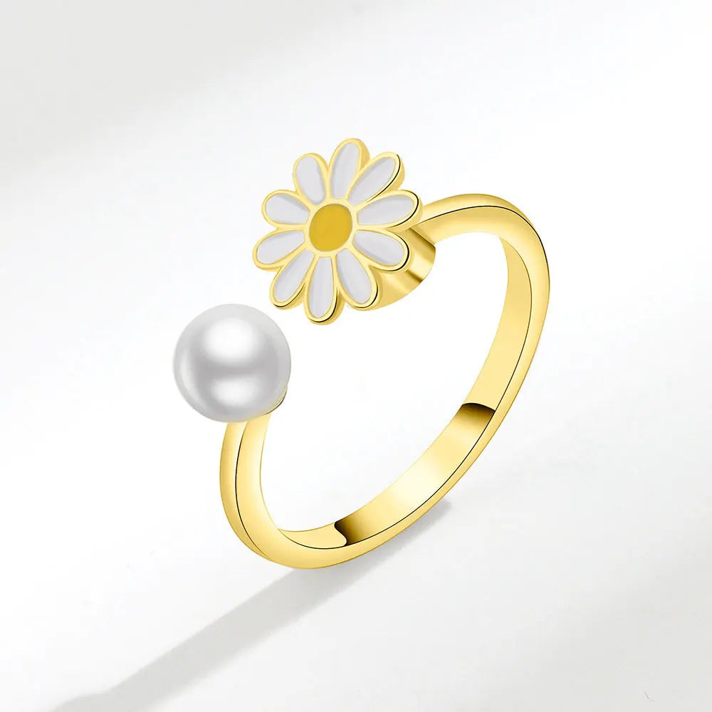 VENTFILLE 925 Sterling Silver Sunflower Diamond Zircon Rotatable Ring For Women Gift Relieve Stress Ring Jewelry Wholesale Quick Pick Grocers