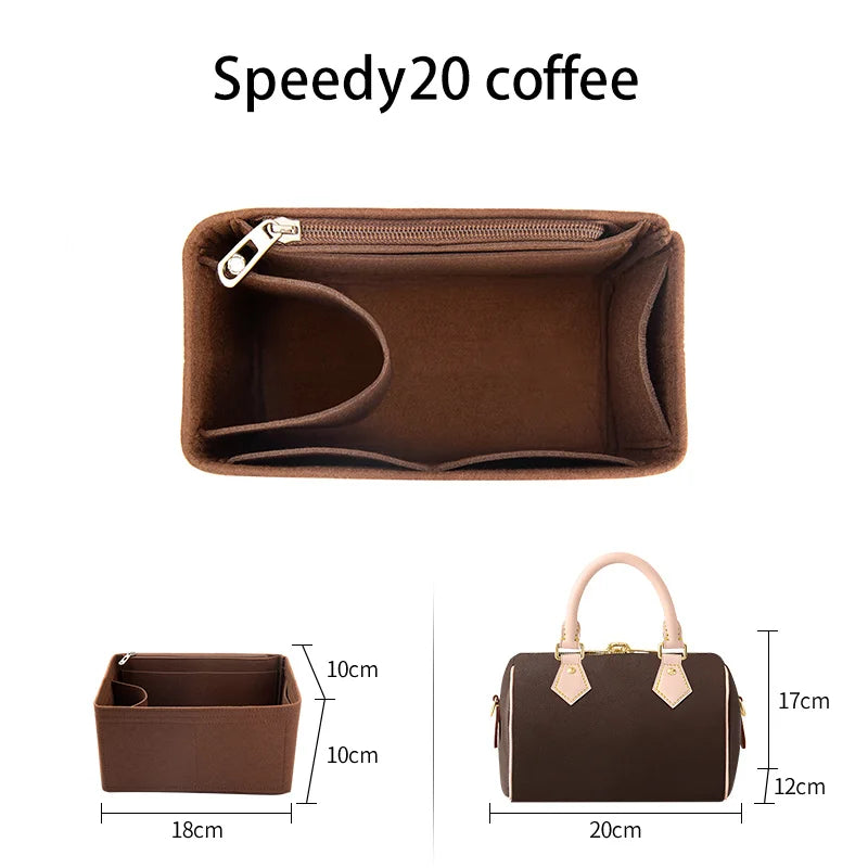WUTA Felt Insert Bag Organizer For LV Speedy 20 25 30 35 Flap Handbag Inner Bag Makeup Travel Purse Storage Tote Bag Accessories Quick Pick Grocers