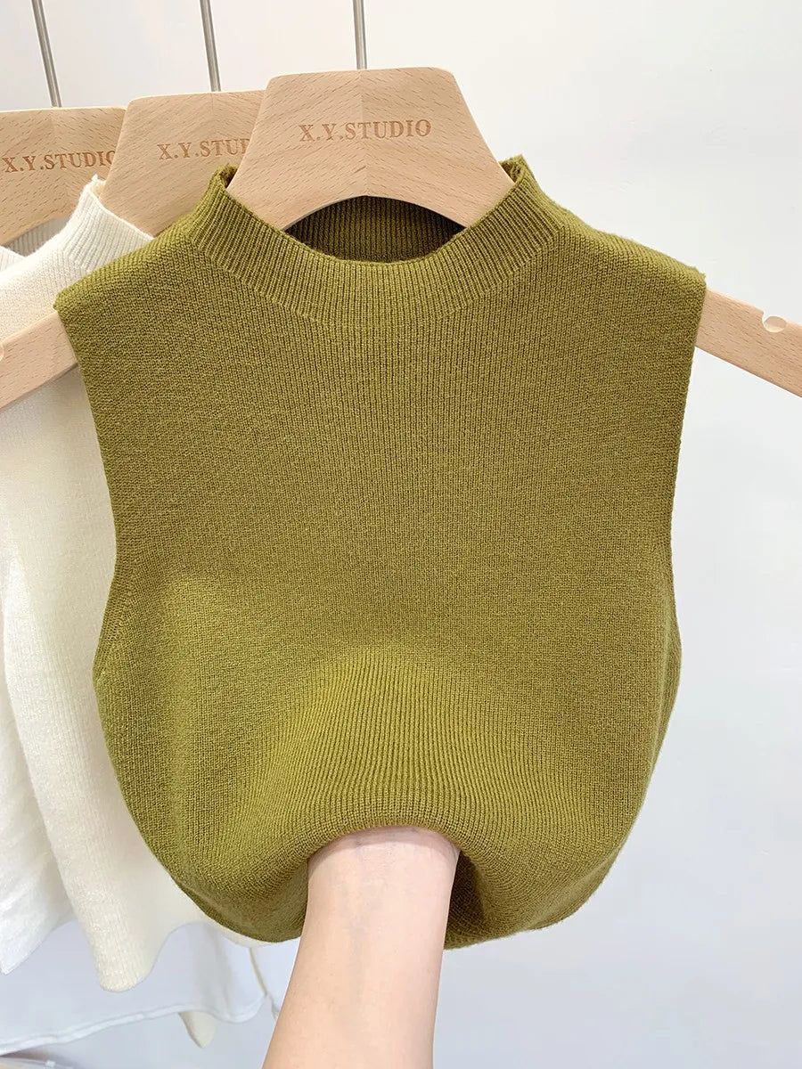 Women Knitted Tank Top Summer Fall Slim Sweater Short Sleeveless Solid Spring Autumn Sweaters Pullovers 2026 Quick Pick Grocers