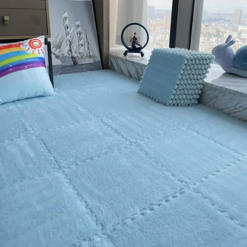 30*30CM Soft Plush Children Kids Rug Play Mat Puzzle Carpet Warm Playmat Interlocking Exercise Tiles Floor Carpet Decoration Mat Quick Pick Grocers