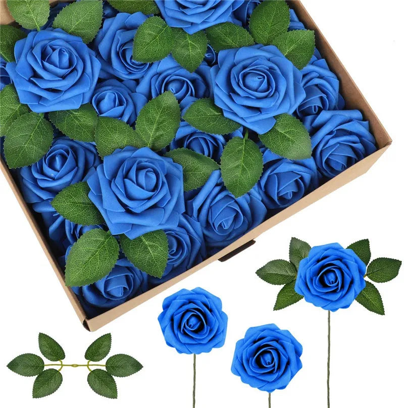 10~100pcs Rose Artificial Flowers Foam Fake Roses Wedding Bouquets Centerpieces Mothers Day Valentines Gifts Party Decoration Quick Pick Grocers