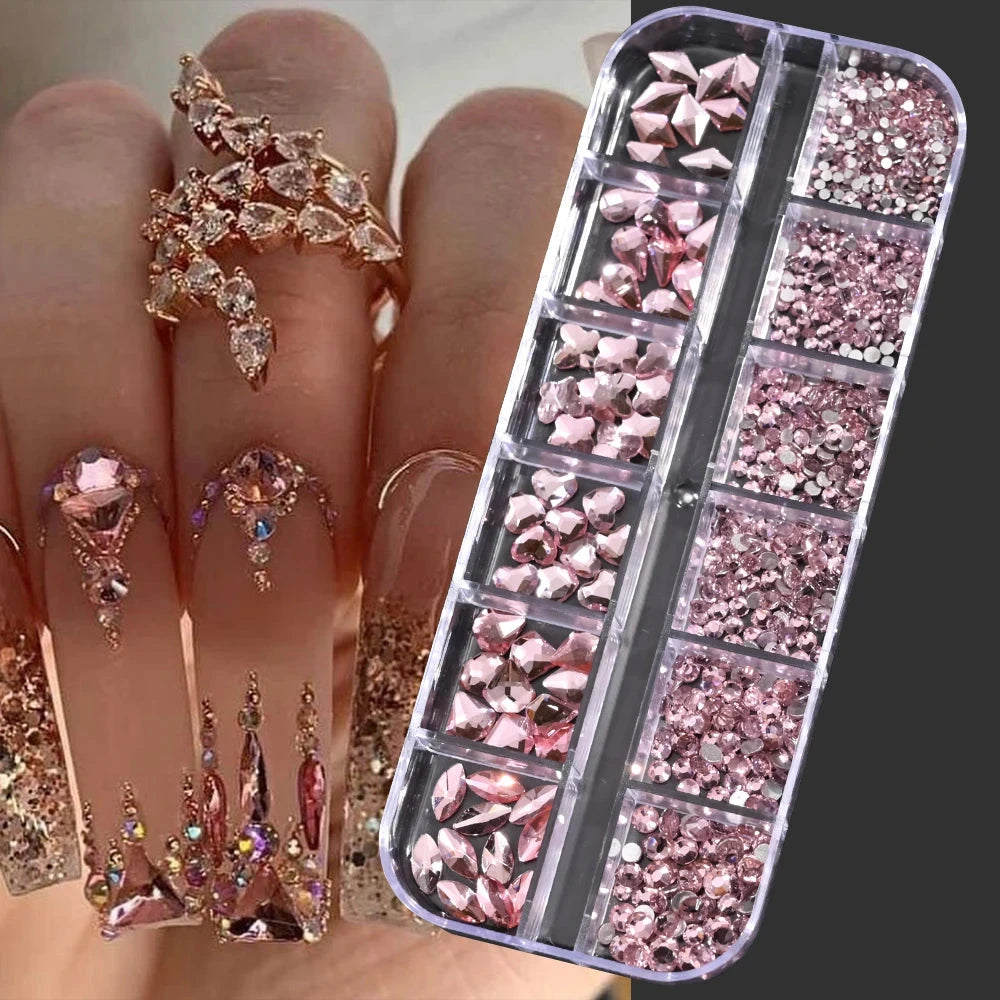 100/50cm Long Luxury Crystal Chain Nail Charms 1.5/2mm Shinying Clear/AB Diamond Nail Art Metal Steel French Manicure Crystal Econic Blanks