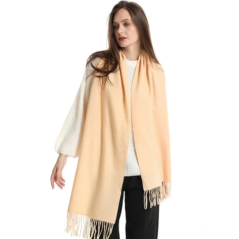 62Color Solid Women Winter Scarf Warm Thicken Cashmere Shawl Outdoor Fashion Luxury Tassels Pashmina Lady Wrap Windproof Scarves Econic Blanks