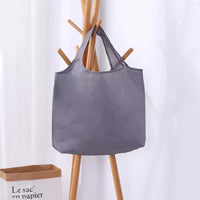 BIG Eco-Friendly Folding Shopping Bag Reusable Portable Shoulder Handbag for Travel Grocery simple solid color grocery bag Quick Pick Grocers