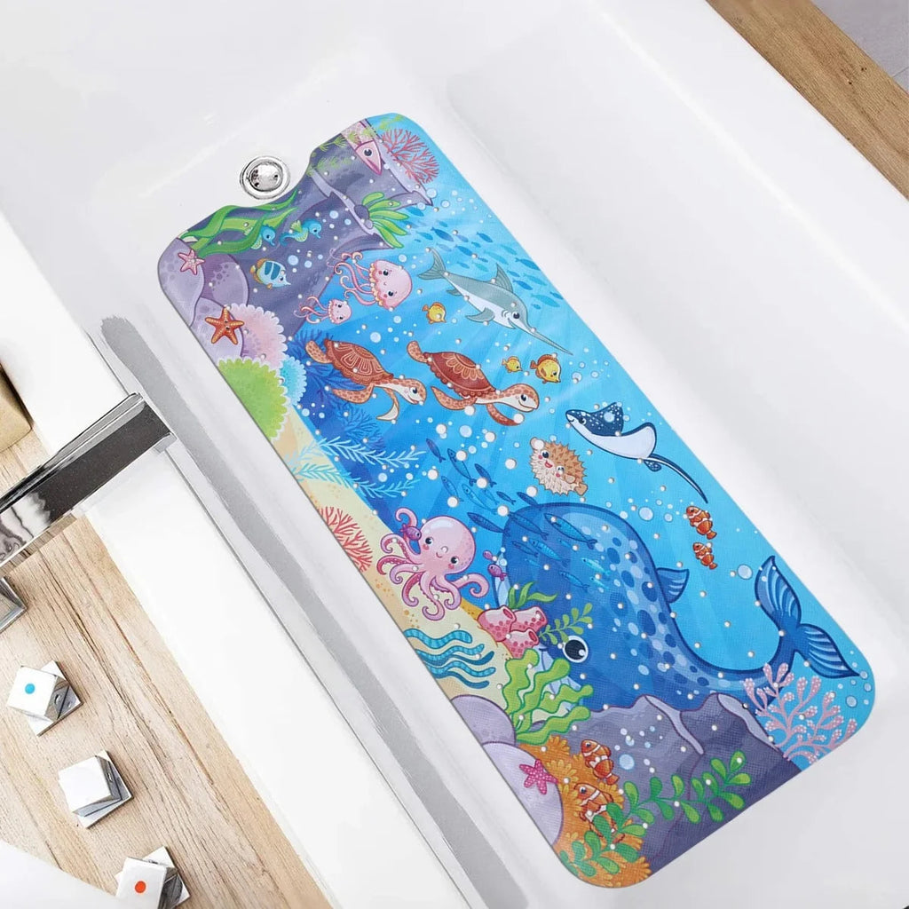 1pc Cartoon Extra Long Bathtub Mat 40x100cm Non Slip Bath Mat for Bathroom Tubs Shower Mats with Suction Cups & Drain Holes Quick Pick Grocers