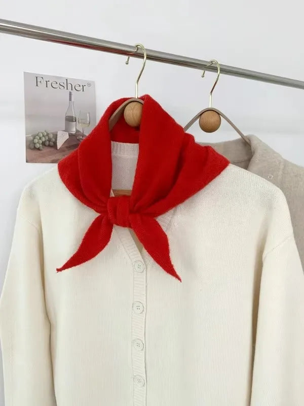 New Women Wool Scarf Shawl Winter Warm Soft Knitted Striped Triangle Fashion Brand Bandana Lady Wool Scarves Quick Pick Grocers