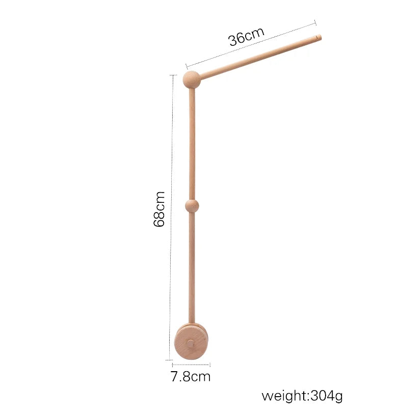 Baby Wooden Bed Bell Cartoon Rabbit Mobile Hanging Rattles Toy Hanger Crib Mobile Bed Bell Wood Toy Holder Arm Bracket Kid Gifts Purest Peak