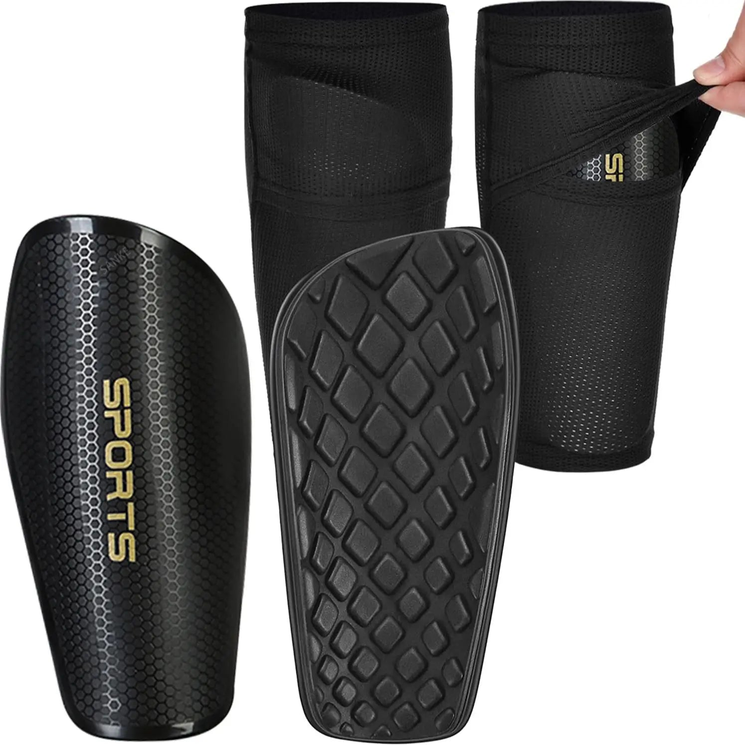 Sanke 1 Pair Soccer Football Shin Guard Teens Socks Pads Professional Shields Legging Shinguards Sleeves Protective Gear Quick Pick Grocers