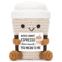 Funny Crochet Emotional Support Coffee Doll With Card Desktop Ornament Handmade Knitted Coffee Dolls Christmas Gifts Home Decor Quick Pick Grocers