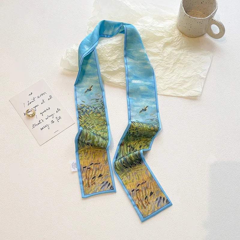 Cashew flower silk scarf, double-sided printed headband, ins decoration, versatile triangle scarf accessories Quick Pick Grocers