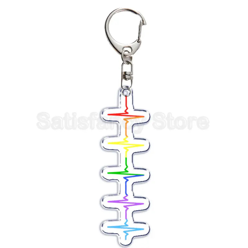 Gay Pride LGBT Rainbow Acrylic Keychain LGBTQ Transparent Double Sided Key Chain Key Ring Lesbian Keychains for Friends Gift Quick Pick Grocers