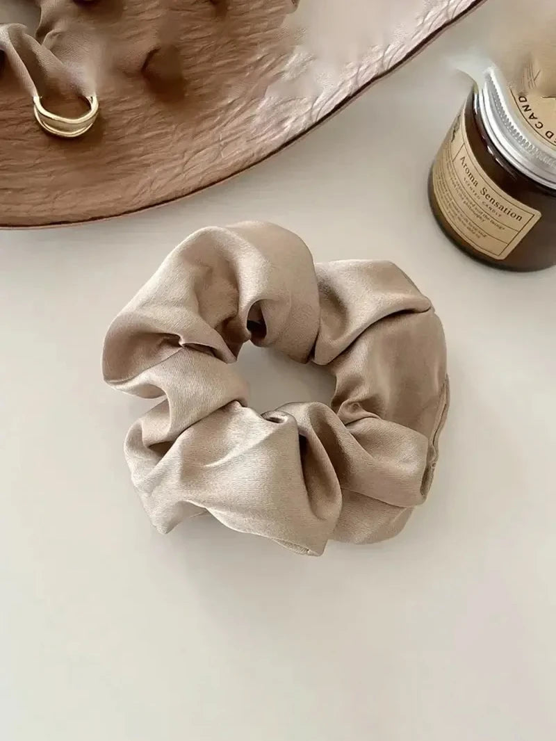 1/3PCS Vintage Silk Hair Scrunchies Elastic Hair Bands Solid Color Women Girls Headwear Ponytail Ties Rope Hair Accessories Quick Pick Grocers