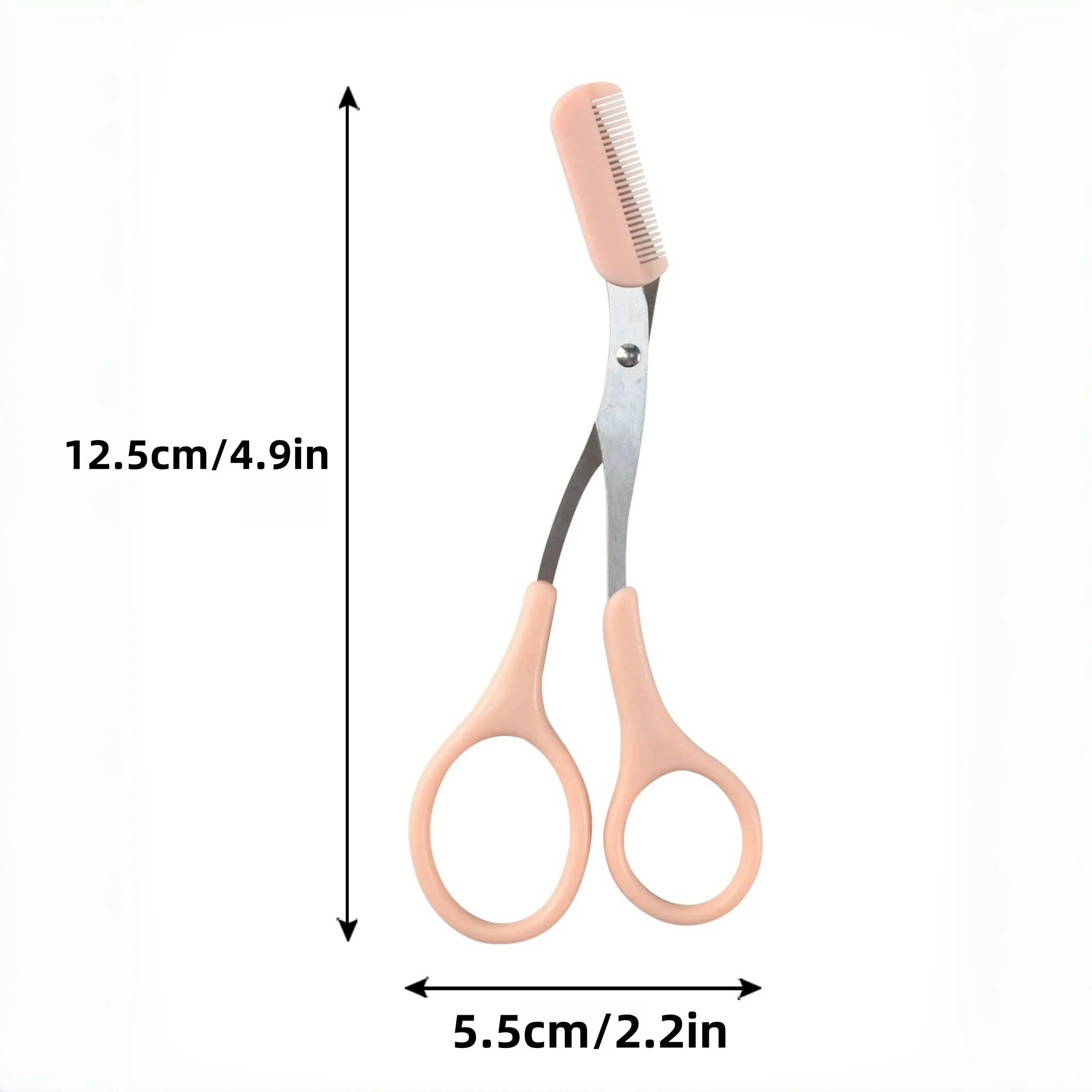 1 Pcs Pink Eyebrow Trimming Scissors with Built-in Comb - Stainless Steel, Precise Grooming Tool, Creating Perfect Eyebrows Quick Pick Grocers