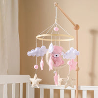 Crib Mobile Rattle Baby Wooden Bed Bell Baby Rattles Soft Felt Cartoon Bear Toys Crib Mobile Bed Bell Wood Toy Bracket Kid Gifts Purest Peak