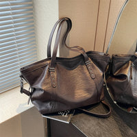 MOODS Large Sized Tote Bags For Women Soft PU Leather Pure Color Large Capacity Shopper Shoulder Crossbody Bag Quality Handbags Quick Pick Grocers