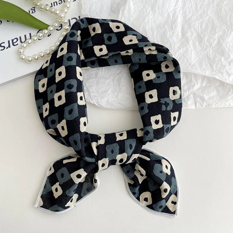 55cm Laies Headband Cotton Linen Square Scarf Women Korean College Girls Fashion Spring Autumn New Style Elegant Neck Scarves Quick Pick Grocers