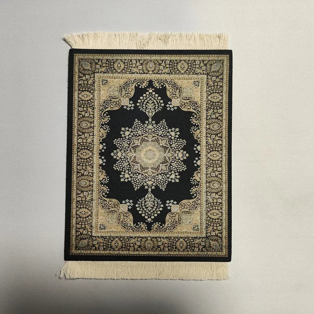 Woven flower Persian carpet small coaster wholesale merchants cheap mouse pad desk mat retro style rubber non-slip computer mats Quick Pick Grocers