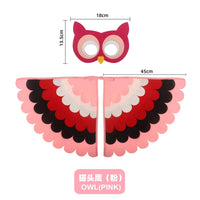 Bird Cosplay Costume Stage Performance Owl Peacock Wings Bird Felt Cape with Mask for Girls Boys Halloween Party Cloak Quick Pick Grocers