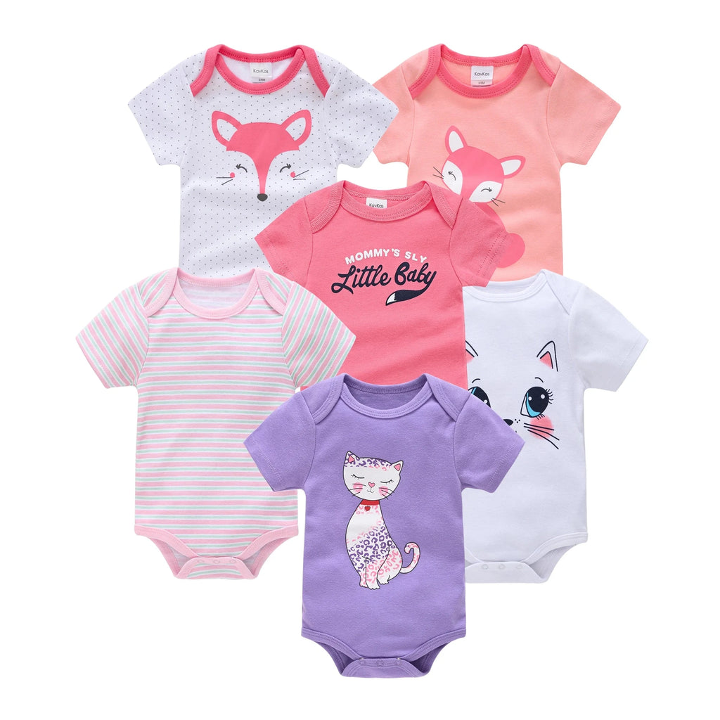 3/6 pcs a lot Baby Girls Clothes  pour nouveaux Cotton Short Sleeve Girl Bodysuit 0-12 Months Newborn Boys Clothing Toddler Econic Blanks