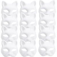 1-20pcs Japanese Mask Paper Blank Mask Halloween Cosplay Cat DIY Paintable Half Face Mask Animal Costume Party Decor Craft Prop Quick Pick Grocers