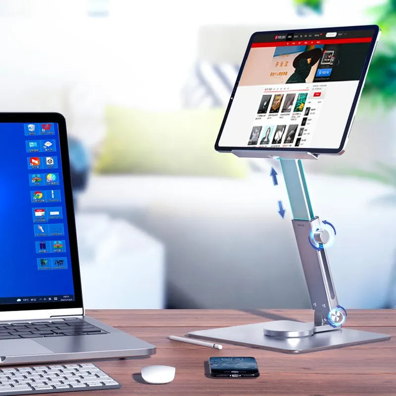 Aluminum Tablet Stand 360°Rotating Folding Adjustable Desk Holder Mount Riser for iPad Pro Air 4 Mini 12.9 4-14 Inch Xiaomi Tab Quick Pick Grocers