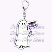 Cute Lgbt Halloween Keychain for Accessories Bag Gay Pride Lgbtq Spooky Ghost Lesbian Keyring Jewelry Rainbow Fans Friends Gifts Quick Pick Grocers