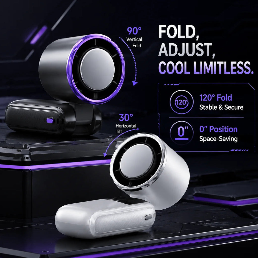Portable Cooling Fan, 5-Speed Strong Wind Foldable Neck Hanging Fan, 9H Long Battery 4000mAh Mini Air Cooler for Travel & Outdoo Quick Pick Grocers
