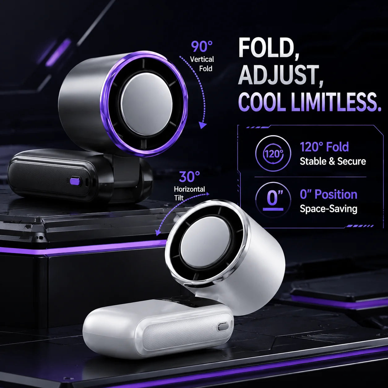 Portable Cooling Fan, 5-Speed Strong Wind Foldable Neck Hanging Fan, 9H Long Battery 4000mAh Mini Air Cooler for Travel & Outdoo Quick Pick Grocers