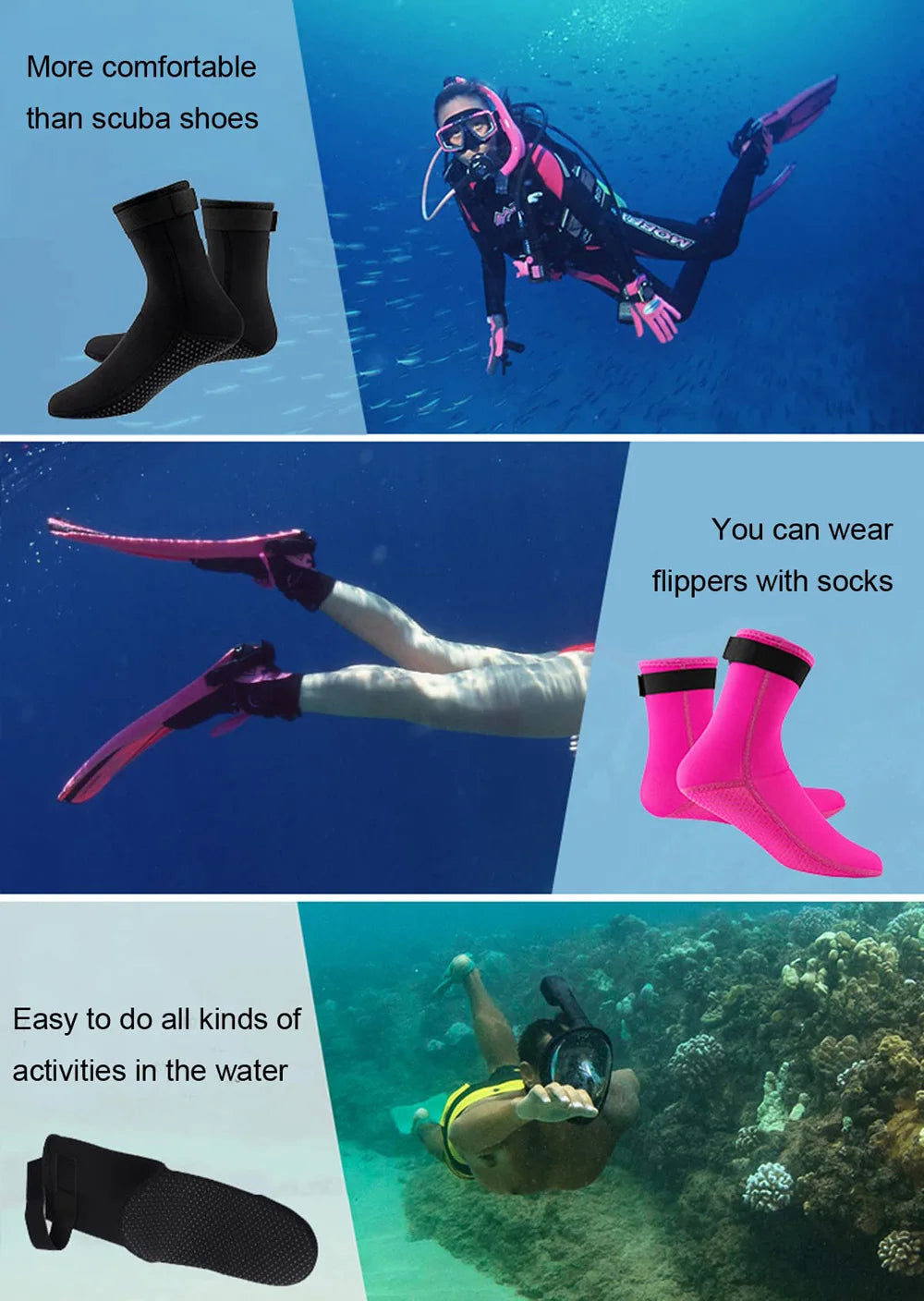 3mm&5mm Neoprene Diving Socks Non-slip Adult Warm Patchwork Elasticity Wetsuit Shoes Diving Surfing Boots Swimming Snorkeling Quick Pick Grocers